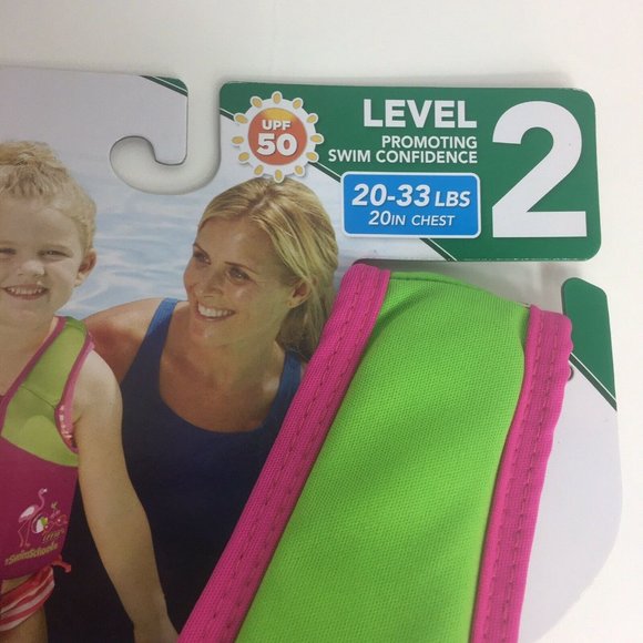 Swim School Swim Training Vest Level 2 UPF 50 20-33 LBS 20" Chest Flamingo New - Picture 12 of 12